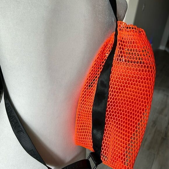 NWOT Free People Mesh Sling Royal Orange Double Bag Thick Band Crossbody Purse - Picture 11 of 12